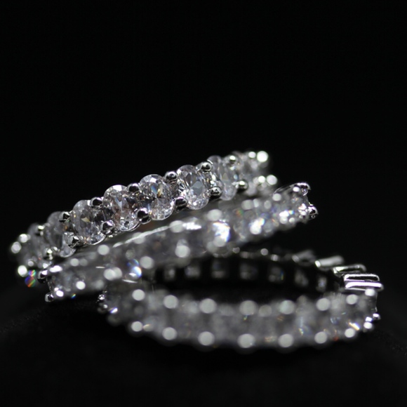 14kt Gold Dipped Tri Shape White Topaz Rings Set - Picture 3 of 8